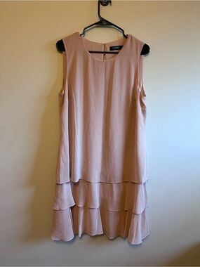 Ralph Lauren Sleeveless Layered Midi Dress in Blush